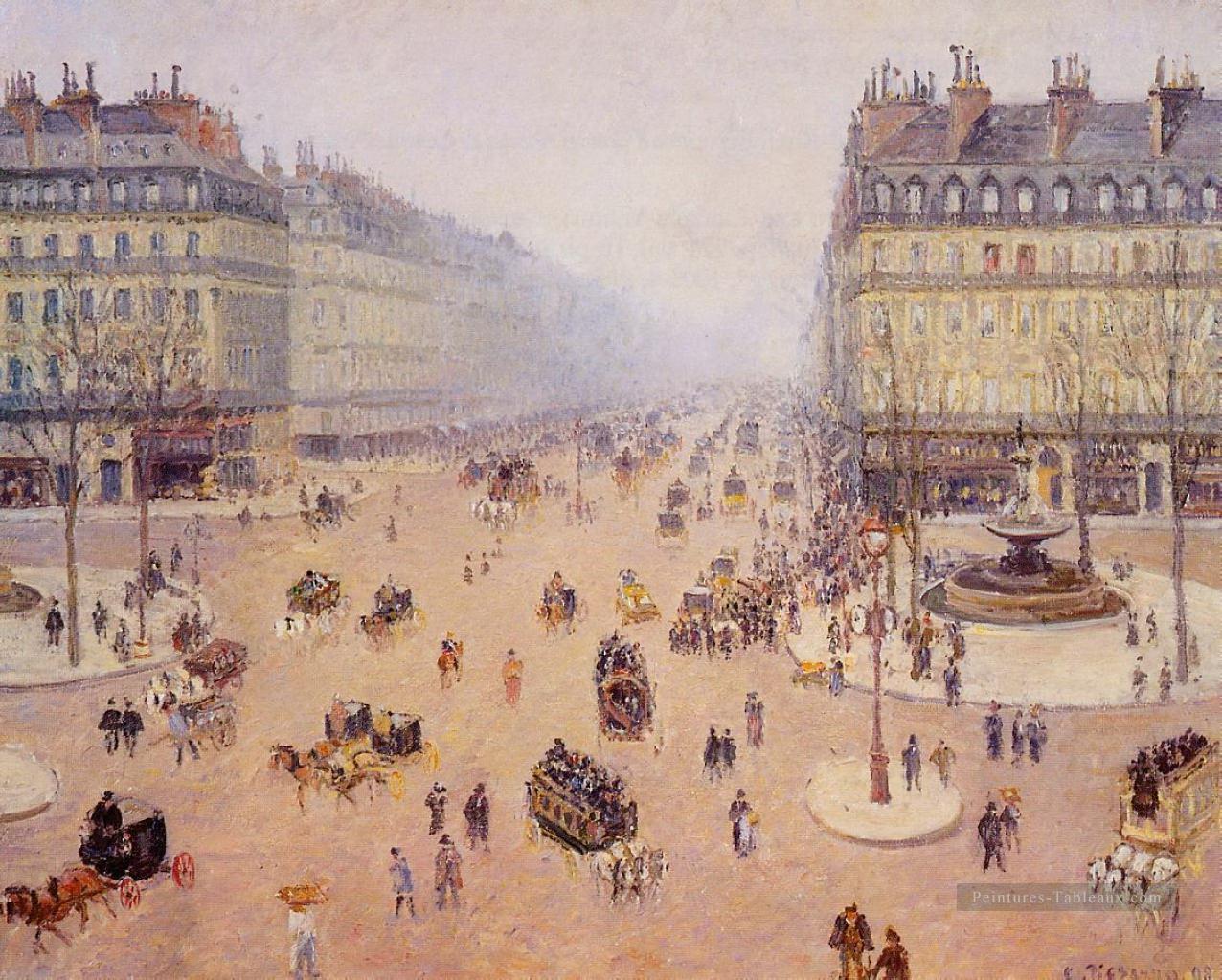 avenue de l opéra place du thretre francais temps brumeux 1898 Camille Pissarro Parisien Peintures à l'huile